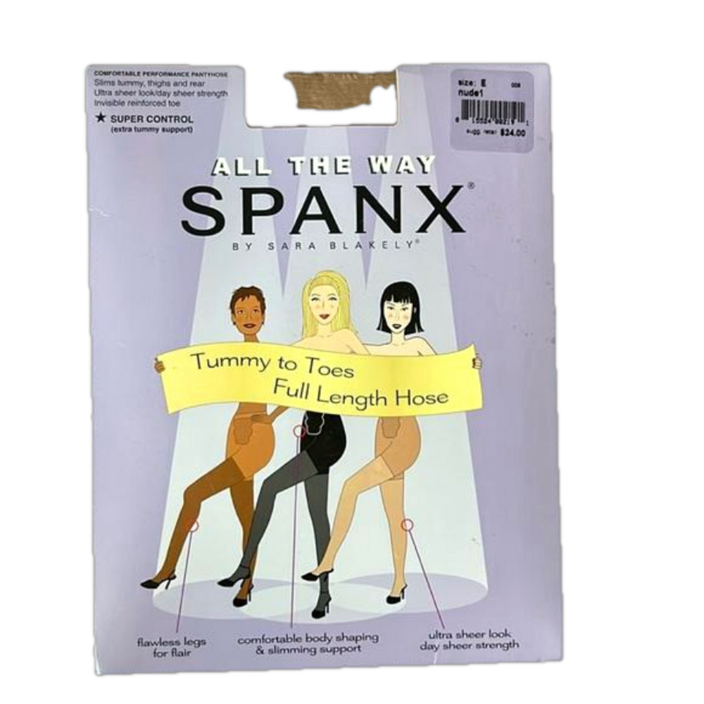 SPANX All the way super control tummy to toes full length hose SZ E Nude 1 NIB